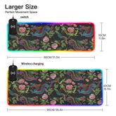 Chinese Dragons Peonies Wireless Charging Mouse Pad for Mobile Phone Extra Large Gaming Mousepad with 13 Lighting Modes Computer Mat for Gaming MacBook PC Laptop Desk Office Home